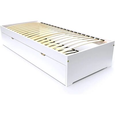 ABC MEUBLES Letto modulare in legno - 80x200 - Bianco - Arredamento camera ABC MEUBLES Letto modulare in legno - 80x200 - Bianco - Arredamento camera