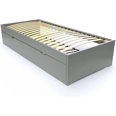 ABC MEUBLES Lit gigogne 90x200 - Pin massif - Gris - Meubles de chambre - Publicité ABC MEUBLES Lit gigogne 90x200 - Pin massif - Gris - Meubles de chambre - Publicité