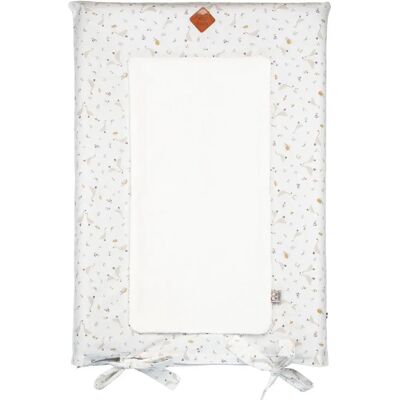 Housse de Matelas à Langer Beige Sevira Kids - Motif floral et oies - Publicité Housse de Matelas à Langer Beige Sevira Kids - Motif floral et oies - Publicité