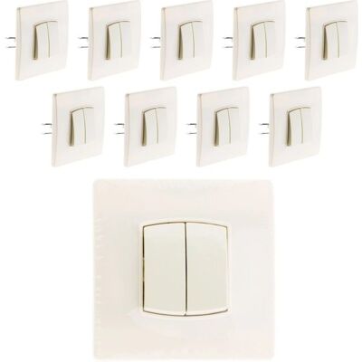 Diwone - Conmutateurs doubles 10A - Blanc - Lot 10 - Interrupteur électrique - Publicité Diwone - Conmutateurs doubles 10A - Blanc - Lot 10 - Interrupteur électrique - Publicité