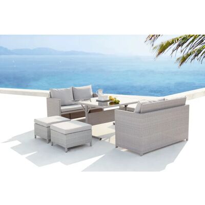 Conjunto de Muebles de Jardín Nouméa - Gris/Blanco - 8 Plazas Conjunto de Muebles de Jardín Nouméa - Gris/Blanco - 8 Plazas