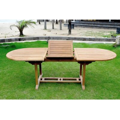 Table de jardin ovale extensible Concept-usine Kajang - Bois de teck - Publicité Table de jardin ovale extensible Concept-usine Kajang - Bois de teck - Publicité