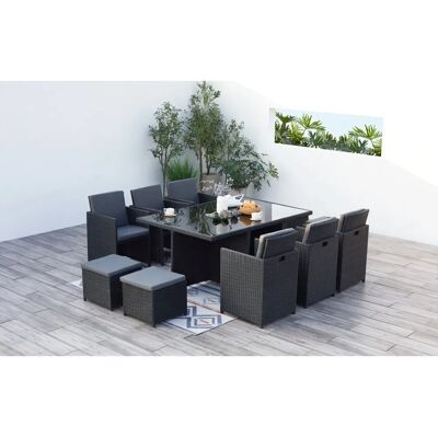 Concept Usine Outdoor-Möbelset - Schwarz/Grau - 8 Sitzplätze Concept Usine Outdoor-Möbelset - Schwarz/Grau - 8 Sitzplätze