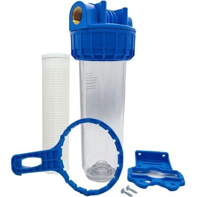 Toodo Wasserfiltergehäuse - 9 3/4 Zoll - Messinganschlüsse - Für 60μm Sedimentkartuschen geeignet Toodo Wasserfiltergehäuse - 9 3/4 Zoll - Messinganschlüsse - Für 60μm Sedimentkartuschen geeignet