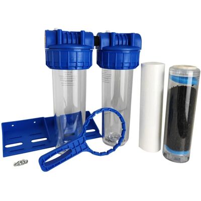 Sistema de filtro de agua doble Toodo - Sedimentos y carbón activo - 20/27F Sistema de filtro de agua doble Toodo - Sedimentos y carbón activo - 20/27F