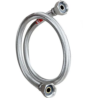 ISOFLEX Tuyau en Acier Inoxydable Tressé - 200cm - Diamètre 9mm - Connecteurs 1/2'' Femelle - Tuyau Flexible - Publicité ISOFLEX Tuyau en Acier Inoxydable Tressé - 200cm - Diamètre 9mm - Connecteurs 1/2'' Femelle - Tuyau Flexible - Publicité