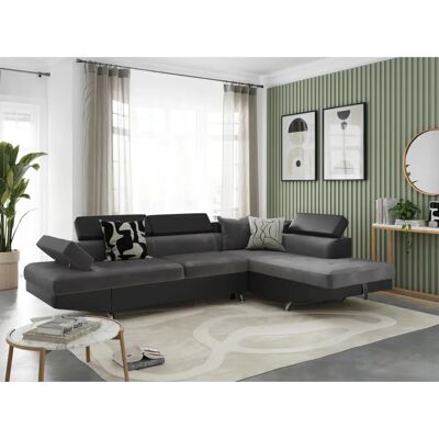 Loungitude Canapé d'angle RIO Convertible - 5 Places - Gris/Noir - Publicité Loungitude Canapé d'angle RIO Convertible - 5 Places - Gris/Noir - Publicité