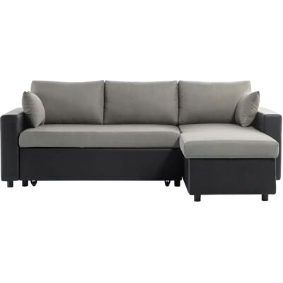 Canapé d'angle réversible et convertible Loungitude - Gris/Noir - 227x146x81cm - Publicité Canapé d'angle réversible et convertible Loungitude - Gris/Noir - 227x146x81cm - Publicité