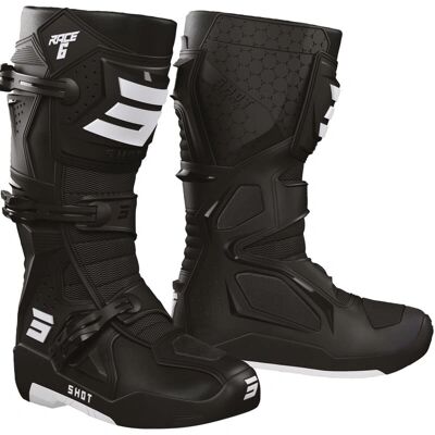 Shot Race 6 Motocross-Stiefel - Unisex, Schwarz, Größe 39 - Motorradbekleidung Shot Race 6 Motocross-Stiefel - Unisex, Schwarz, Größe 39 - Motorradbekleidung