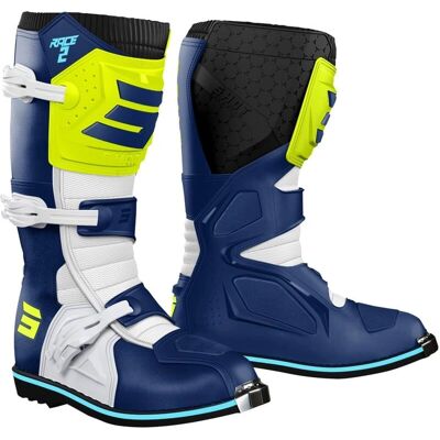 Shot Shot Race 2 Blau Gelb Motocross-Stiefel - Motocross Boots Shot Shot Race 2 Blau Gelb Motocross-Stiefel - Motocross Boots