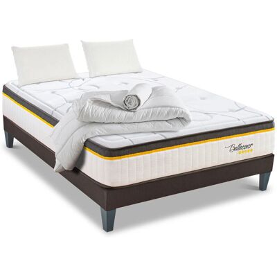 Ensemble lit Bellecour 140x190cm - Matelas à mémoire de forme & Sommier - Publicité Ensemble lit Bellecour 140x190cm - Matelas à mémoire de forme & Sommier - Publicité