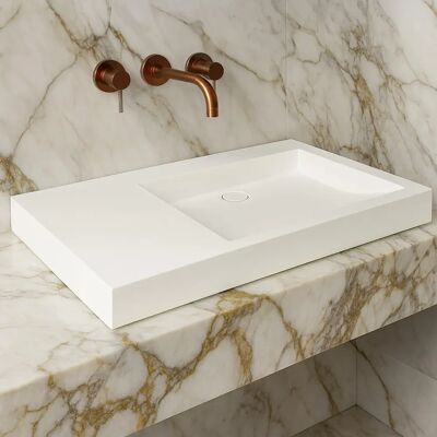 Ambra - Lavabo de pared 80cm - Superficie sólida - Passoa ii D Ambra - Lavabo de pared 80cm - Superficie sólida - Passoa ii D