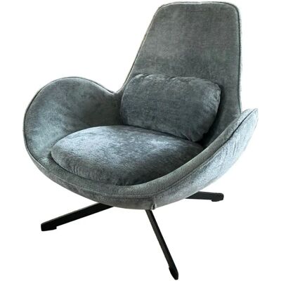 Mathi Design Fauteuil Pivotant en Velours Gris - Armchair - Publicité Mathi Design Fauteuil Pivotant en Velours Gris - Armchair - Publicité