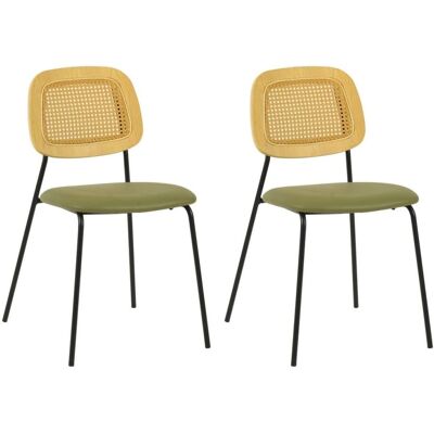 Mathi Design Memphis - Ensemble de 2 chaises en similpelle verte - Publicité Mathi Design Memphis - Ensemble de 2 chaises en similpelle verte - Publicité