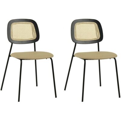 Mathi Design Juego de 2 Sillas de Comedor de Cuero Sintético Beige Mathi Design Juego de 2 Sillas de Comedor de Cuero Sintético Beige