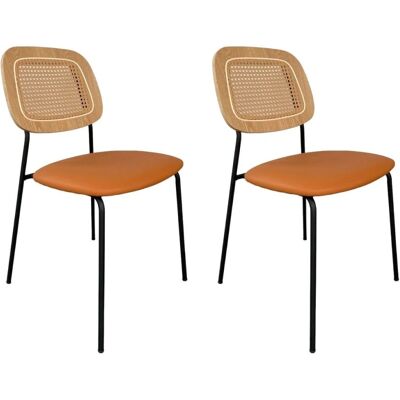 Mathi Design Modèle Memphis Orange Chaises à Manger Ensemble de 2 - Publicité Mathi Design Modèle Memphis Orange Chaises à Manger Ensemble de 2 - Publicité