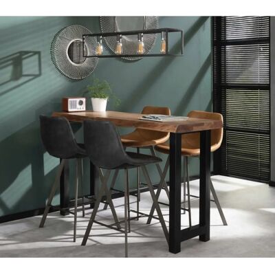 Mathi Design - Table à manger en acacia et acier - 150x92cm - Publicité Mathi Design - Table à manger en acacia et acier - 150x92cm - Publicité