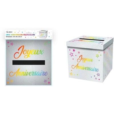 GENERIC - CUBE-BDAY - Finition métal blanc - Inscriptions multicolores Joyeux Anniversaire - Urne cadeau - Publicité GENERIC - CUBE-BDAY - Finition métal blanc - Inscriptions multicolores Joyeux Anniversaire - Urne cadeau - Publicité