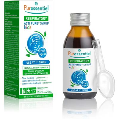 Puressentiel Gyermekek Légzéskönnyítő Szirup - Támogatja az immunrendszert - Fekete bodza és D-vitamin - Természetes formula - 125ml Puressentiel Gyermekek Légzéskönnyítő Szirup - Támogatja az immunrendszert - Fekete bodza és D-vitamin - Természetes formula - 125ml