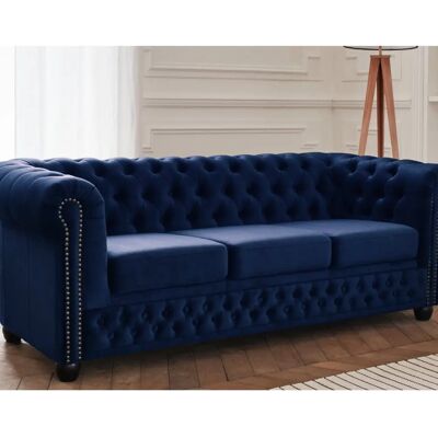 Lisa Design William - Canapé Chesterfield 3 Places - Velours Gris - Publicité Lisa Design William - Canapé Chesterfield 3 Places - Velours Gris - Publicité