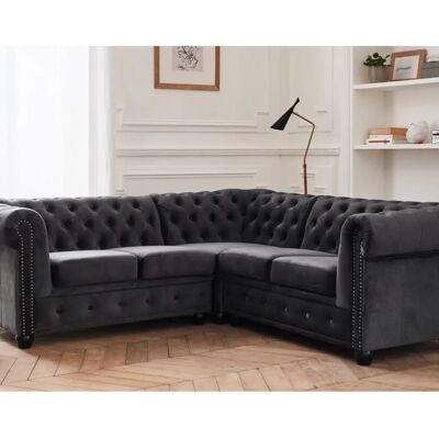 Canapé d'Angle William - 5 Places - Velours - Style Chesterfield - Publicité Canapé d'Angle William - 5 Places - Velours - Style Chesterfield - Publicité