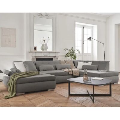 Lisa Design Vermont - Canapé d'angle en U - 7 places - Gris - Publicité Lisa Design Vermont - Canapé d'angle en U - 7 places - Gris - Publicité