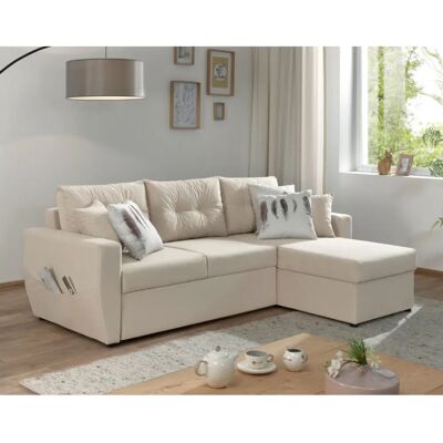 Bestmobilier Astoria Ecksofa - Samtvelours - 4 Sitze - Reversibel Bestmobilier Astoria Ecksofa - Samtvelours - 4 Sitze - Reversibel