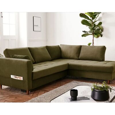 Lisa Design Anna - Samt Ecksofa - 5 Sitze - Zeitgenössischer Stil - Grün Lisa Design Anna - Samt Ecksofa - 5 Sitze - Zeitgenössischer Stil - Grün