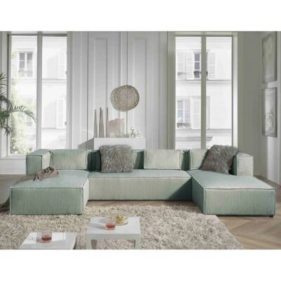 Lisa Design Stella - Canapé 7 places en velours gris clair - U en Ligne - Mobilier - Publicité Lisa Design Stella - Canapé 7 places en velours gris clair - U en Ligne - Mobilier - Publicité