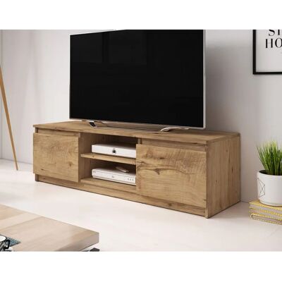 Meuble TV Robin de BestMobilier - Moderne, 120cm, Noir/Bois, 2 Compartiments - Publicité Meuble TV Robin de BestMobilier - Moderne, 120cm, Noir/Bois, 2 Compartiments - Publicité
