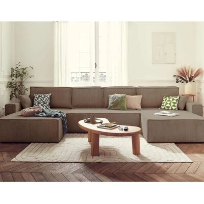 Bestmobilier Dellia - 7-Sitzer U-förlängd Velourssofa - Taupe Bestmobilier Dellia - 7-Sitzer U-förlängd Velourssofa - Taupe