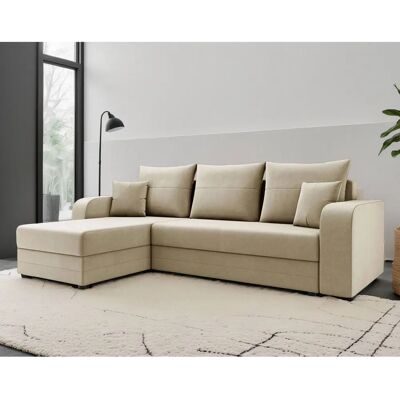 Canapé d'angle beige Harvey - 4 places - Réversible & Convertible - Publicité Canapé d'angle beige Harvey - 4 places - Réversible & Convertible - Publicité