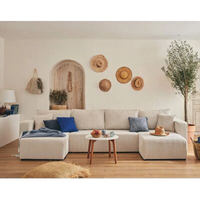 Bestmobilier Topaze - Canapé panoramique en U 7 places en velours avec coffre - Publicité Bestmobilier Topaze - Canapé panoramique en U 7 places en velours avec coffre - Publicité