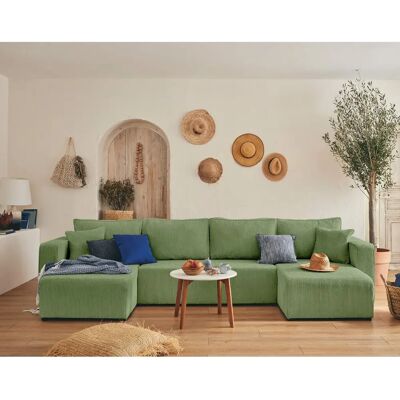 Bestmobilier Topaze - Canapé panoramique U en velours 7 places - Publicité Bestmobilier Topaze - Canapé panoramique U en velours 7 places - Publicité