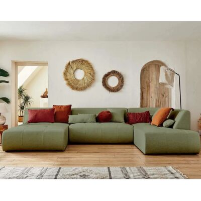 Lisa Design Onyx - Canapé d'angle 7 places - Vert - Publicité Lisa Design Onyx - Canapé d'angle 7 places - Vert - Publicité