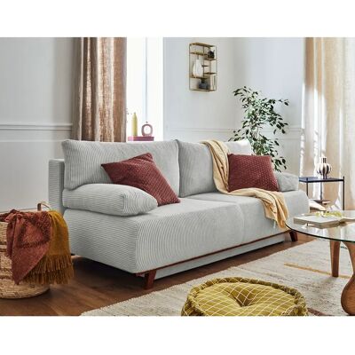 Bestmobilier Cristal - Canapé 3 places convertible en velours gris - Publicité Bestmobilier Cristal - Canapé 3 places convertible en velours gris - Publicité
