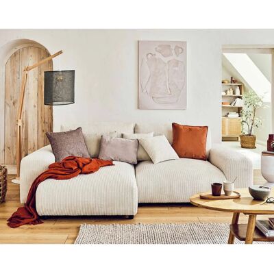 Lisa Design Garance - Canapé d'angle réversible en velours - 4 places - Beige - Publicité Lisa Design Garance - Canapé d'angle réversible en velours - 4 places - Beige - Publicité