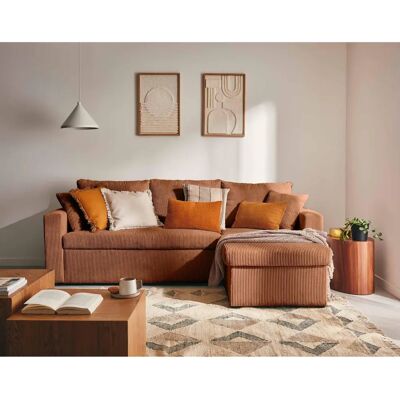 Canapé d'angle réversible en velours Cyrus - 4 places - Best Mobilier - Publicité Canapé d'angle réversible en velours Cyrus - 4 places - Best Mobilier - Publicité