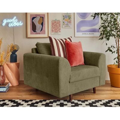 Lisa Design Rune - Fauteuil en Velours - Vert Gris - Design Moderne - Publicité Lisa Design Rune - Fauteuil en Velours - Vert Gris - Design Moderne - Publicité