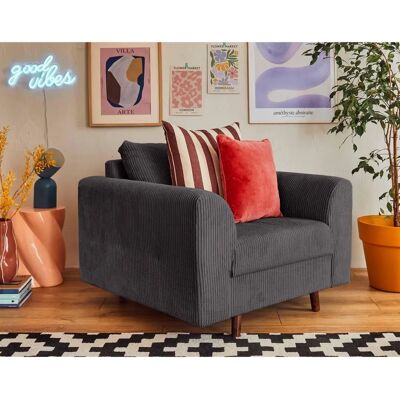 Lisa Design Rune - Fauteuil - Velours, Gris Foncé - Fauteuil - Publicité Lisa Design Rune - Fauteuil - Velours, Gris Foncé - Fauteuil - Publicité