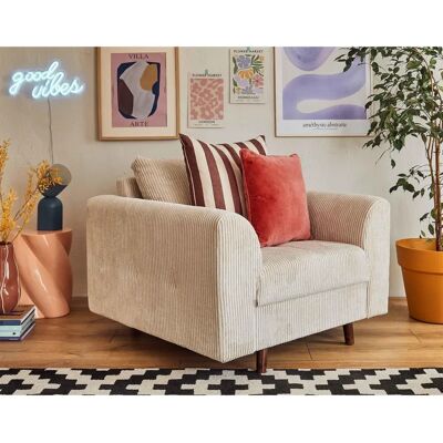 Lisa Design Rune - Fauteuil en Velours - Beige - Moderne - Publicité Lisa Design Rune - Fauteuil en Velours - Beige - Moderne - Publicité