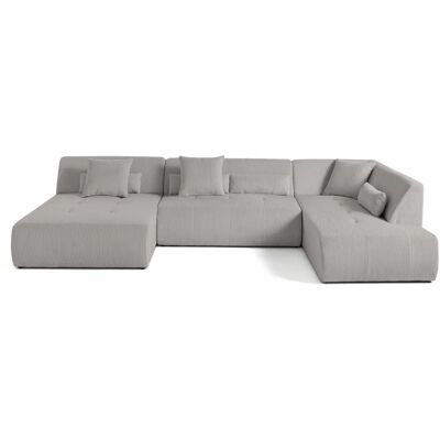 Canapé d'Angle Modulable Onyx Gris Clair 7 Places Lisa Design - Publicité Canapé d'Angle Modulable Onyx Gris Clair 7 Places Lisa Design - Publicité
