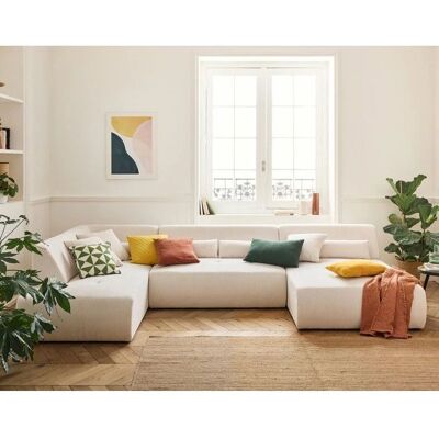 Lisa Design Canapé Modular d'Angle Onyx - 7 Places - Velours Beige - Publicité Lisa Design Canapé Modular d'Angle Onyx - 7 Places - Velours Beige - Publicité