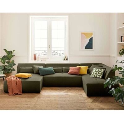 Canapé d'angle Onyx Lisa Design - Velours, Vert, 7 Places - Publicité Canapé d'angle Onyx Lisa Design - Velours, Vert, 7 Places - Publicité