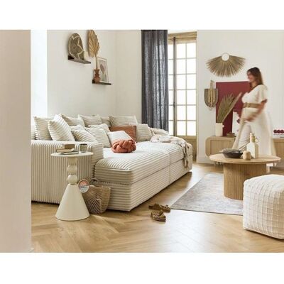 Canapé Collins Lisa Design - Velours Profond Beige - 3 Places avec Méridienne - Publicité Canapé Collins Lisa Design - Velours Profond Beige - 3 Places avec Méridienne - Publicité