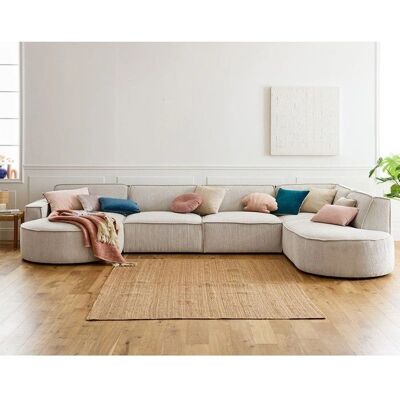 Lisa Design Spiaggia Canapé d'Angle 7 Places Velours Beige - Publicité Lisa Design Spiaggia Canapé d'Angle 7 Places Velours Beige - Publicité
