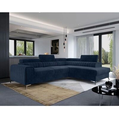 Best Mobilier Talisay Canapé d'Angle Convertible Velours Bleu Marine 5 Places - Salon - Publicité Best Mobilier Talisay Canapé d'Angle Convertible Velours Bleu Marine 5 Places - Salon - Publicité