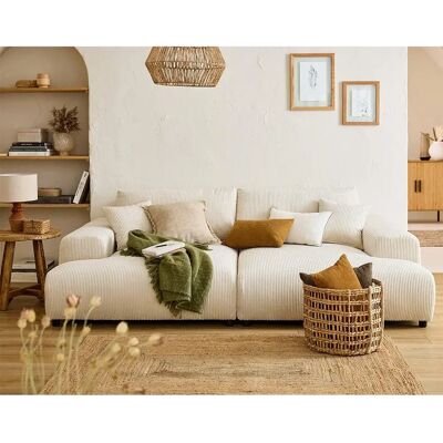 Canapé Lisa Design Garance Velours Beige 3 Places - Salon - Publicité Canapé Lisa Design Garance Velours Beige 3 Places - Salon - Publicité