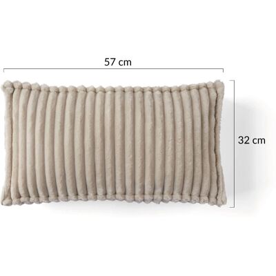 Coussin Velours Beige à Grosses Côtes - Accessoire Canapé - Publicité Coussin Velours Beige à Grosses Côtes - Accessoire Canapé - Publicité