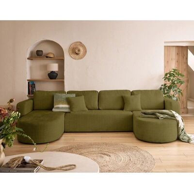 Best Mobilier Miro Canapé Convertible en U en Velours - 7 Places - Publicité Best Mobilier Miro Canapé Convertible en U en Velours - 7 Places - Publicité